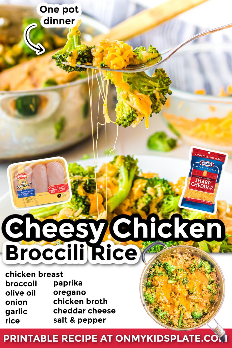 Cheesy Chicken Broccoli Rice
Recipe: onmykidsplate.com/cheesy-chicken…
This gooey, cheesy one pot dinner makes cheesy, flavorful rice with tender broccoli and herbed chicken all in one skillet! it's a crowd pleasing dinner. #chicken #onepot #easydinner