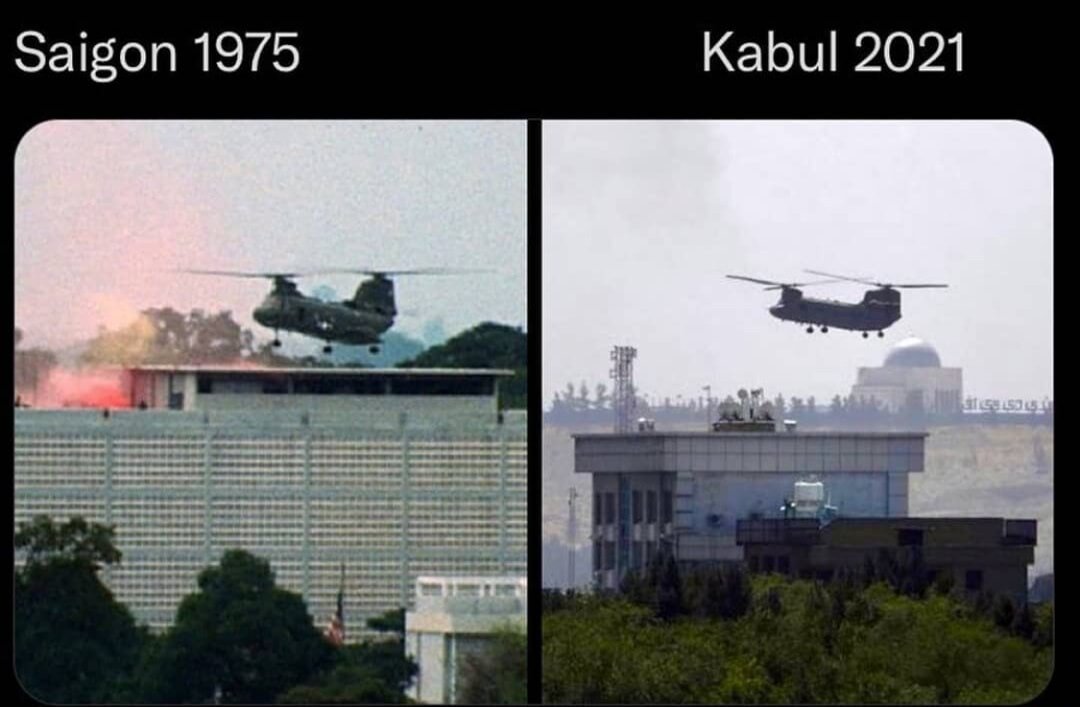 #Saigon fell #OnThisDay in 1975, bringing a disastrous end to the #VietnamWar & an indictment of both #LBJ & #RichardNixon; the disastrous withdrawal from Kabul in 2021 began #GenocideJoeBiden's long slide in the polls from which he's never recovered... 

history.com/this-day-in-hi…