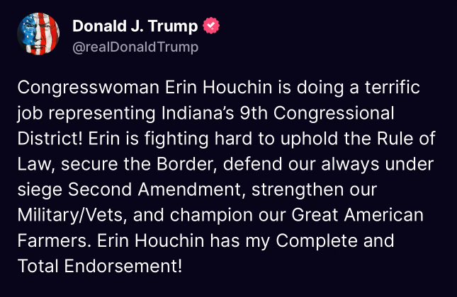 Honored to have your endorsement, @realDonaldTrump. Let’s take our country back and MAGA! 🇺🇸