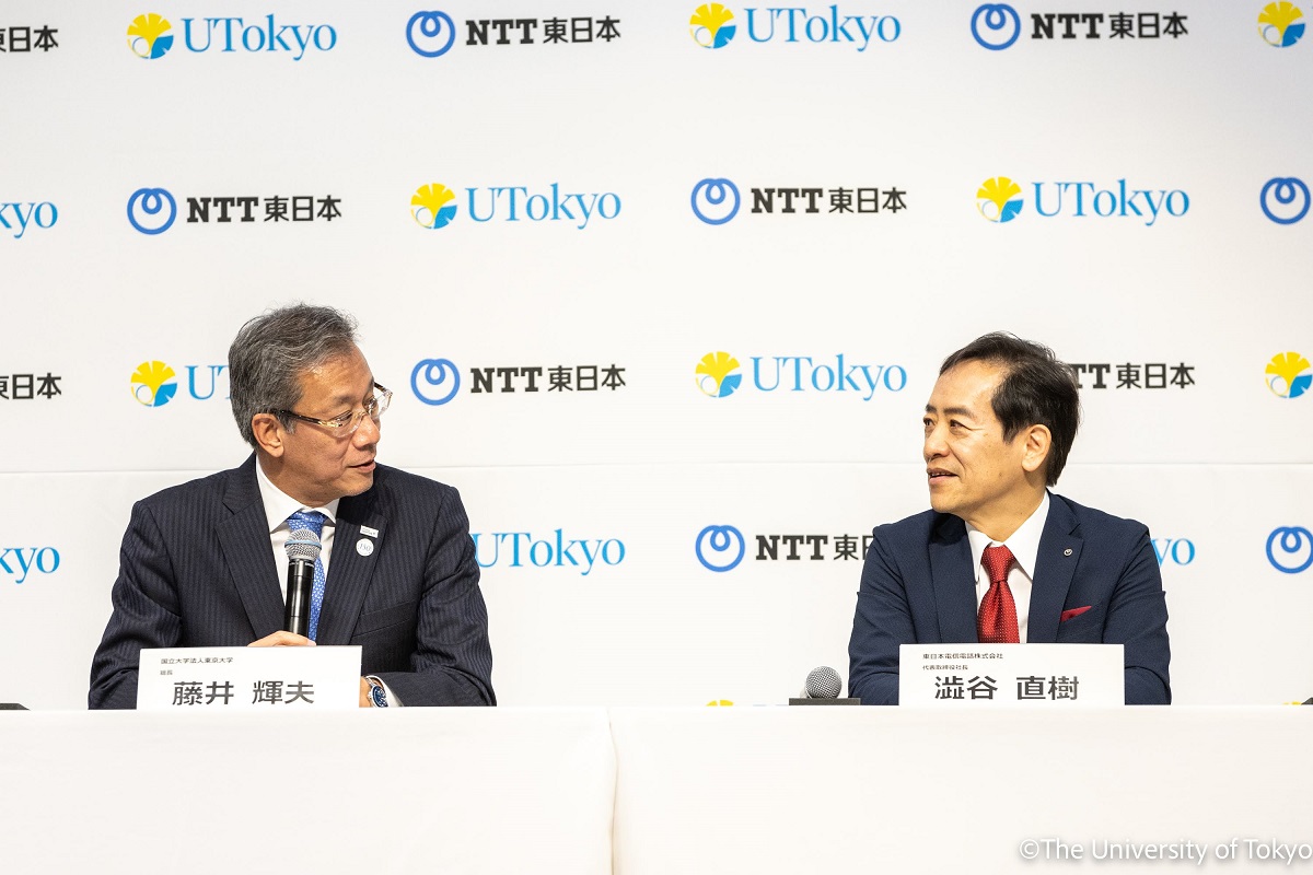 UTokyo and NTT East held a signing ceremony to mark our partnership drawing on our combined knowledge and technology to solve local issues and create value through hands-on work in the field. #PresidentsLog u-tokyo.ac.jp/en/about/plog_…