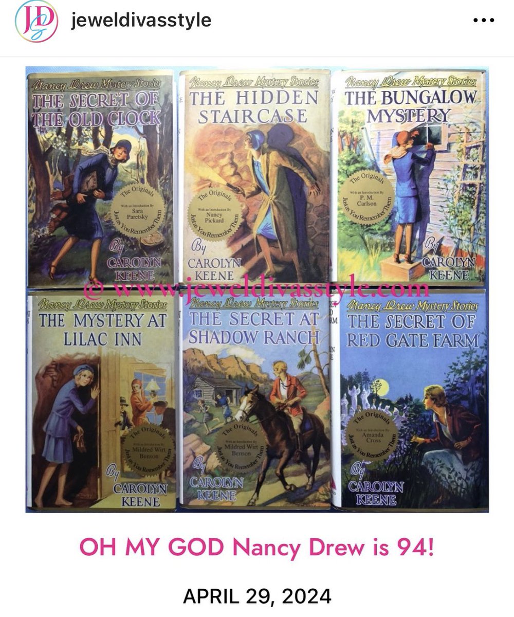 BLOGGING: on my style site Jewel Divas Style celebrating the 94th birthday of Nancy Drew with the goodies I’ve bought in the last year. Link is in the bio  at @jeweldivasstyle
.
#jeweldivasstyle #lifestyleblogger #nancydrew #collectibles #books #bookcollection