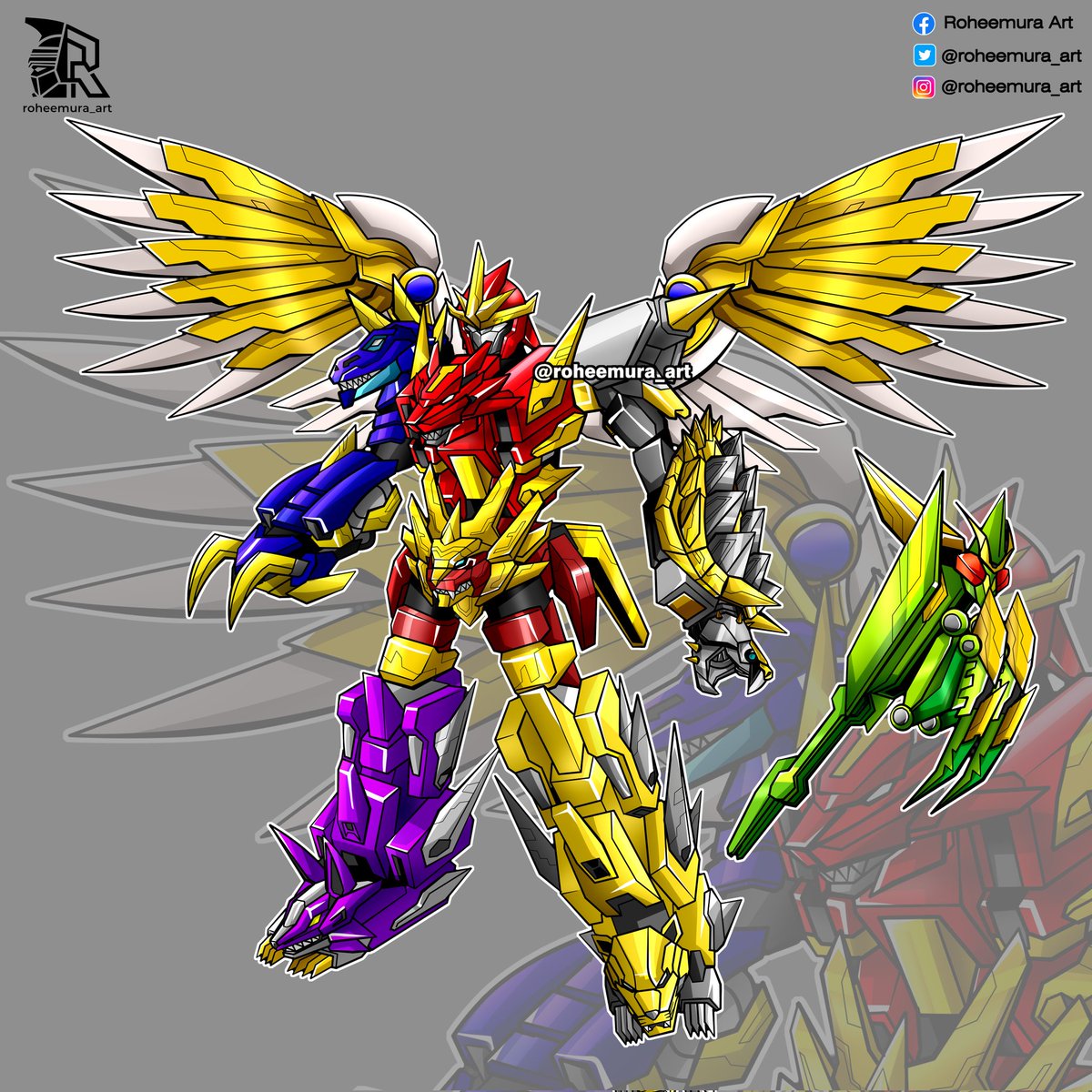 Finally, Power Rangers Ancient Guardian Megazord!! 
Commission for @scottiespassky (the awesome thing is he asked his family member to choose each zords animal) 

#supersentai #特撮
#tokusatsu #powerrangers #mmpr #giantrobot #mechagattai #gattai #zords #megazord