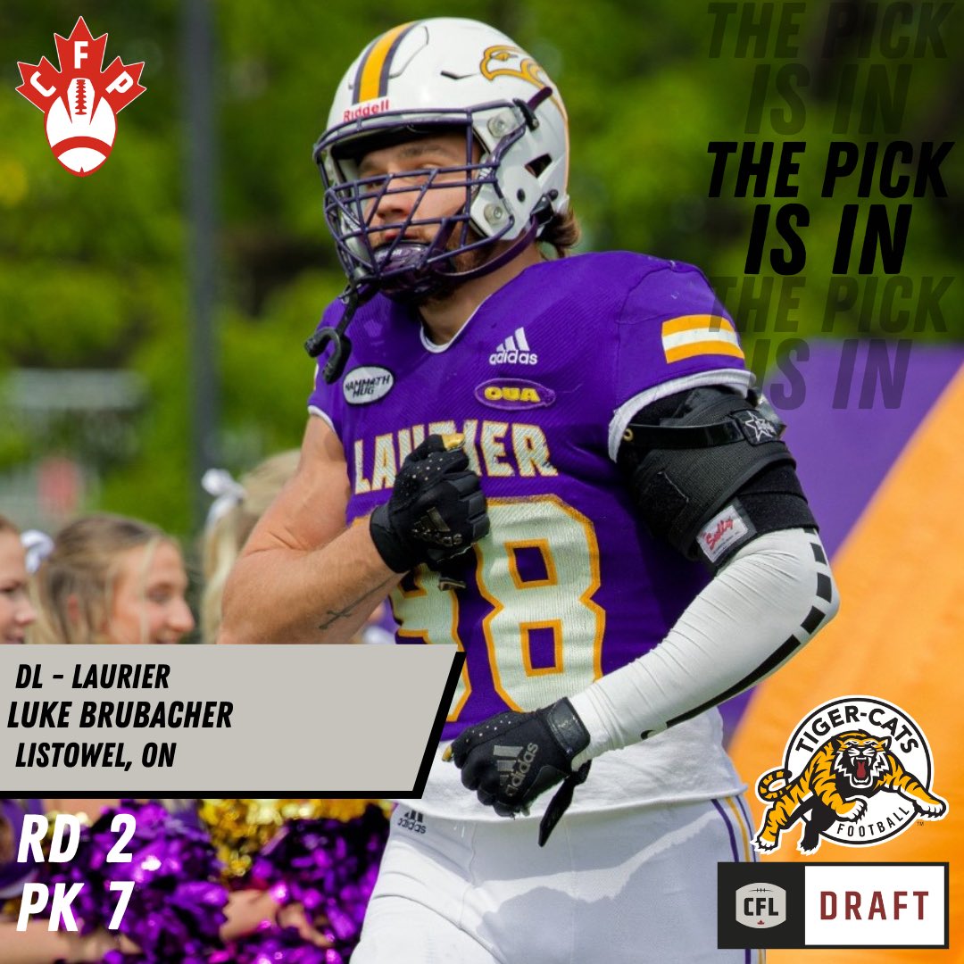 Yet another Golden Hawk finds a home in the CFL! The Hamilton Tiger-Cats take combine monster, Luke Brubacher in the second round! #CFLDraft
