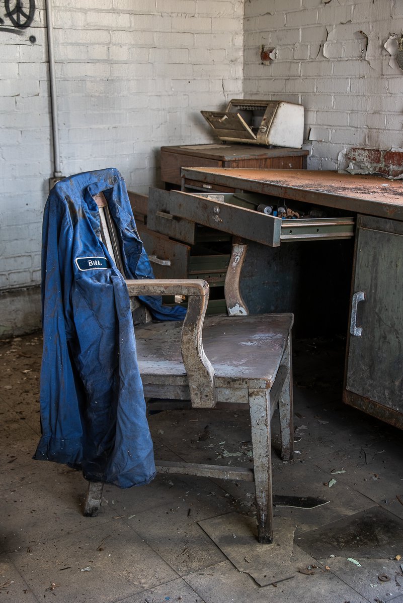 'Bill was here...'; what might have been a foreman's office inside an abandoned steel foundry in Pennsylvania gives up a few ghosts of a more industrious past.