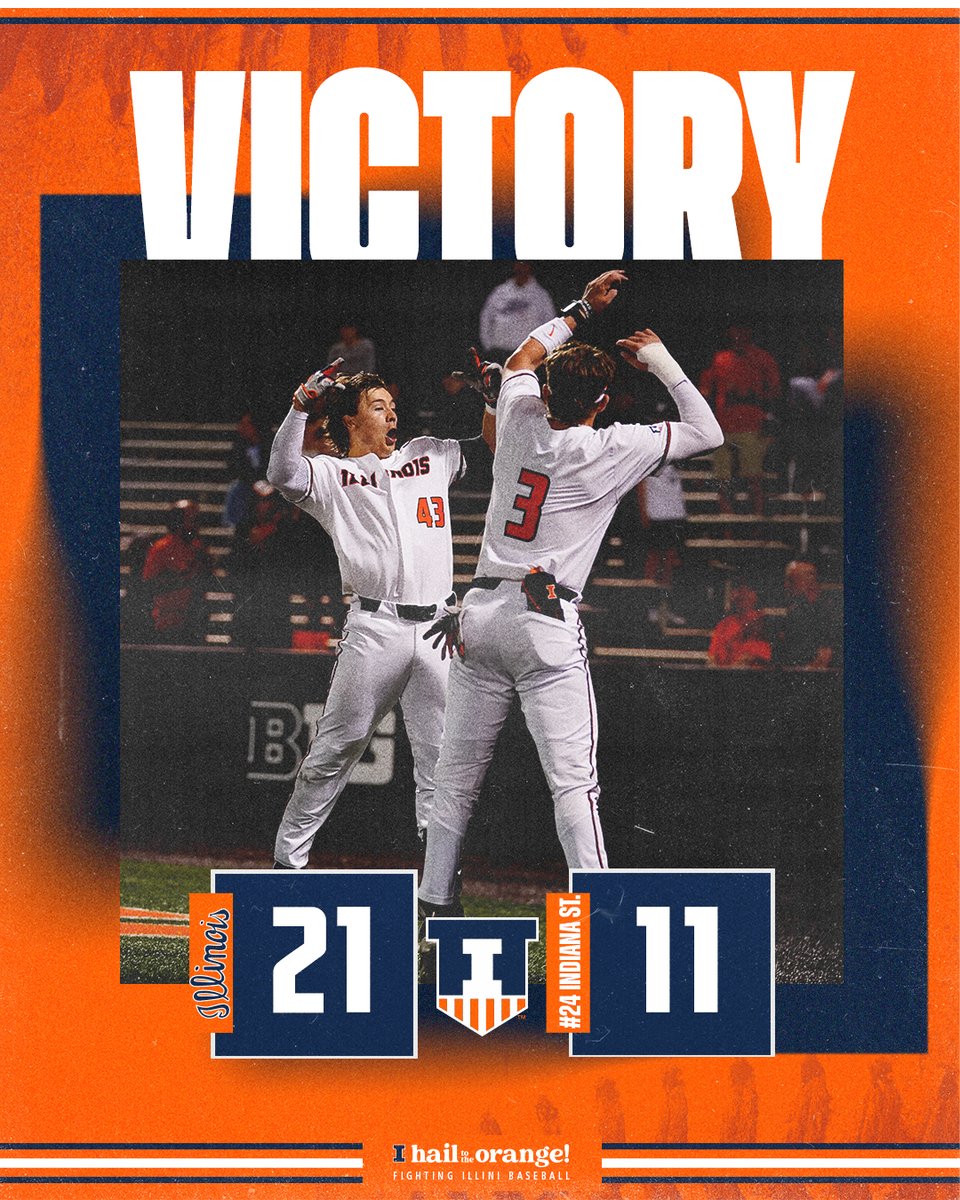 THAT'S AN ILLINOIS VICTORY!!! The #Illini bash their way to a run-rule victory over #24 Indiana State! #HTTO