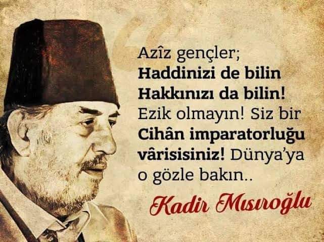 🌷Selamün🌷Aleyküm🌷
BİSMİLLÂHİRRÂHMÂNİRRÂHİM
❤#SabahNamazı❤
🇹🇷#HayırlıSabahlar🇵🇸

Azîz gençler;
Haddinizi de bilin Hakkınızı da bilin! Ezik olmayın! Siz bir Cihân imparatorluğu vârisisiniz!
Dünya'ya o gözle bakın..
(Kadir Mısıroğlu)
#GazzeStarving
🇵🇸#FreePalestineFromlsraelNOW