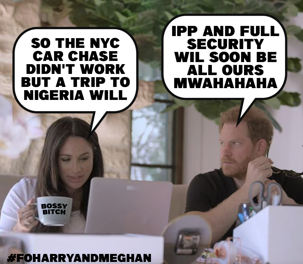 Won't go to the UK without kicking up a stink about security, BUT WILL GO TO NIGERIA!!!!!!! C'MON SO OBVIOUS WTAF 🚩🚩🚩🚩🚩🚩🚩🚩🚩🚩 #FOHarryandMeghan #MeghanMarkleEXPOSED #HarryandMeghanareGrifters