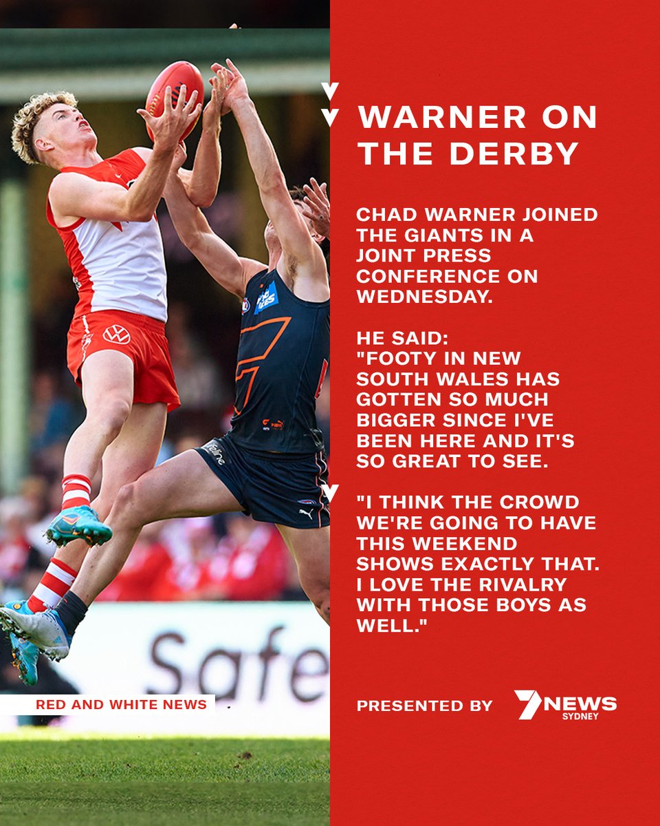 Triple 🤝 Header Are you up-to-date ahead of Round 8? Catch up with this week's Red and White News, presented by @7NewsSydney ⬇️ MORE: sydneyswans.com.au/news/1542620/r…