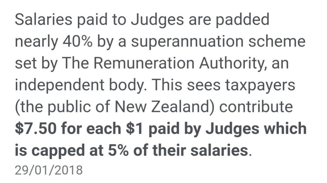 @DunstanTaz @JudithCollinsMP @crownlaw @CourtsofNZ So much more including there families getting remuneration continued after their death and the tax payer funding over $7 to every $1 they save in their superannuation packages.
The red book must be revealed in full which also exposes Govt officials perks.