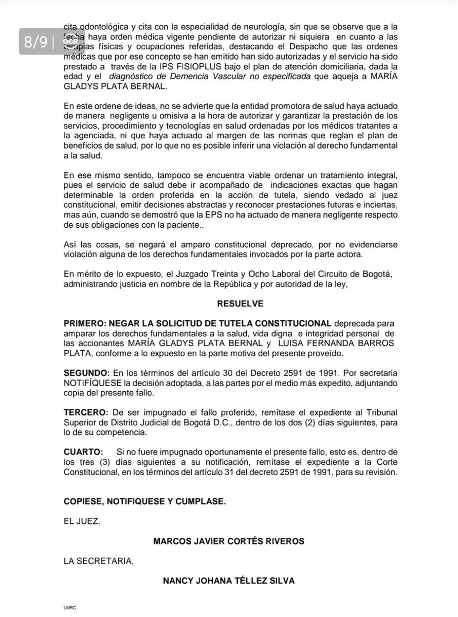 Quiero denunciar Dr @LuisCarlosLealA Que en @sanitas_eps coactan a los médicos para que no formulen cuidador, sino solo enfermero en casos extremos. Denunciaré c/médico a #tribunalEticaMedica x faltar a derecho á vida de cuidadores con #discapacidad @NatiMorenoS @MinIgualdad_Col