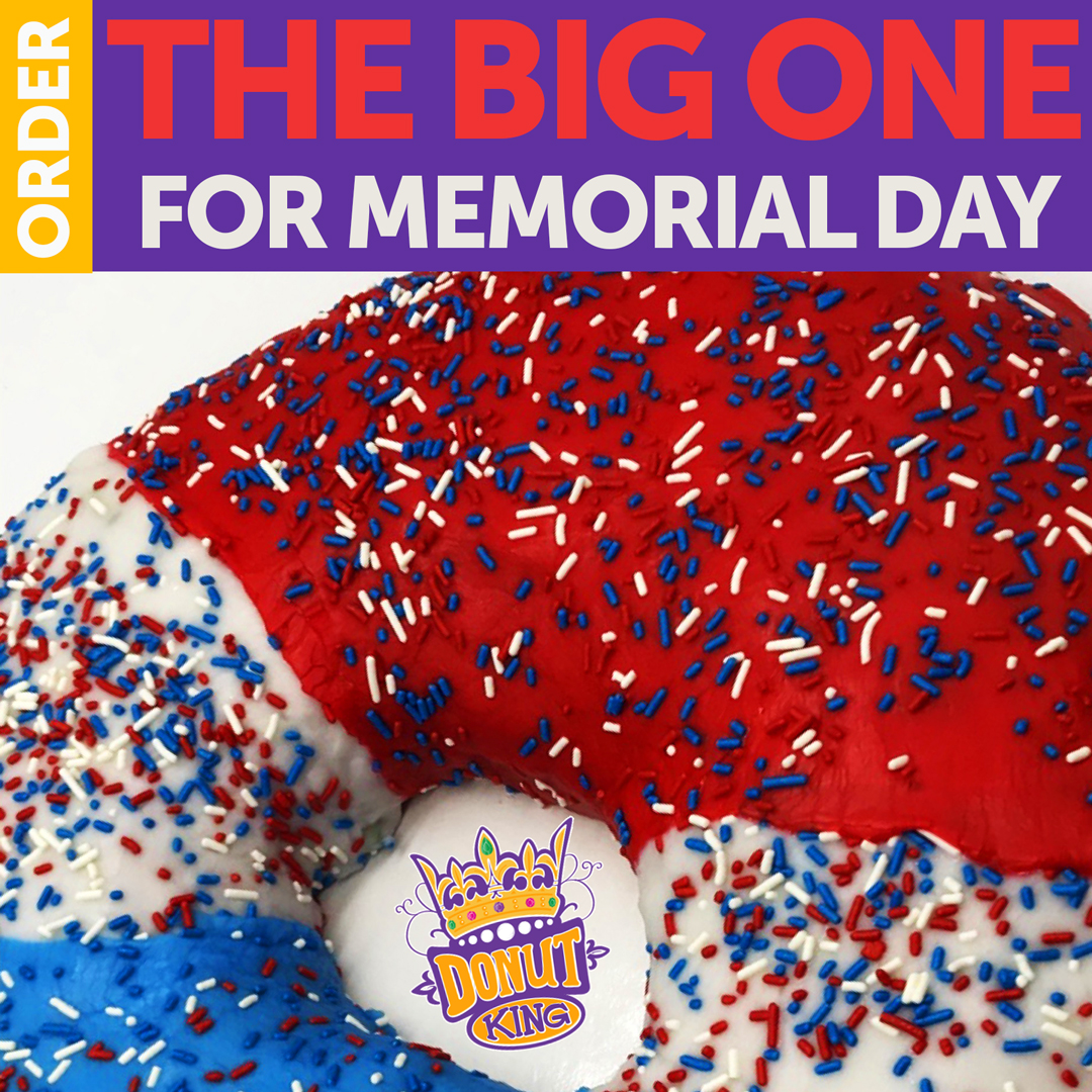 Order our big donut for your Memorial Day Picnic!  This massive treat is perfect for sharing with friends and family. (please allow 48 hrs notice on all special orders) #donuts #donutkingkc #kansascitymissouri #letseatsomedonuts  #BIGDONUT