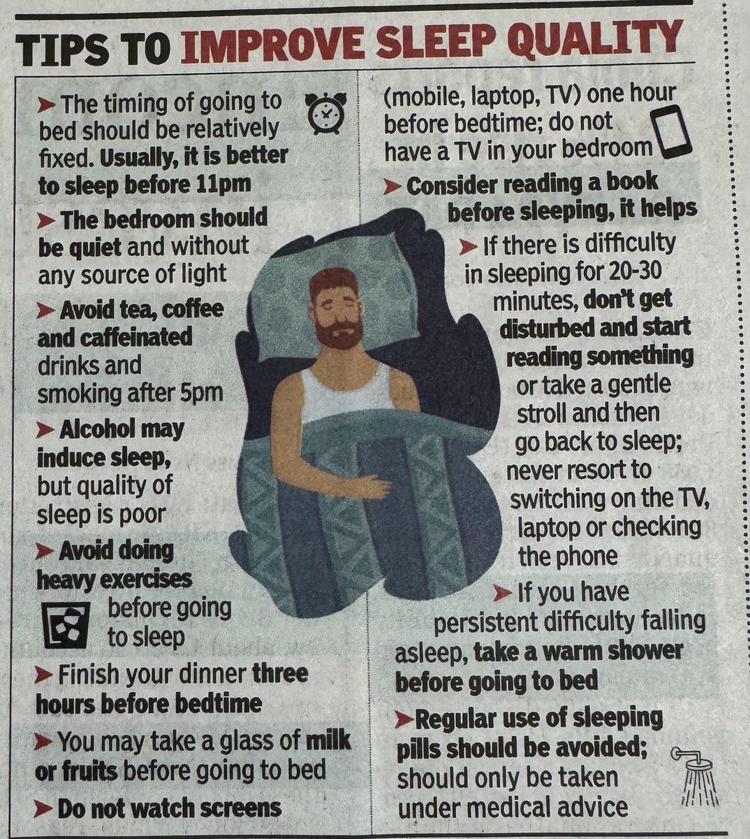 Nice article by ⁦@AnujaJaiswalTOI⁩ on importance of sleep for good health. In the PURE study of over 125,000 people in 20 countries we showed that both time of going to bed and hours of sleep are important ⁦@TOIIndiaNews⁩ ⁦@Toi_pushpa_n⁩ @