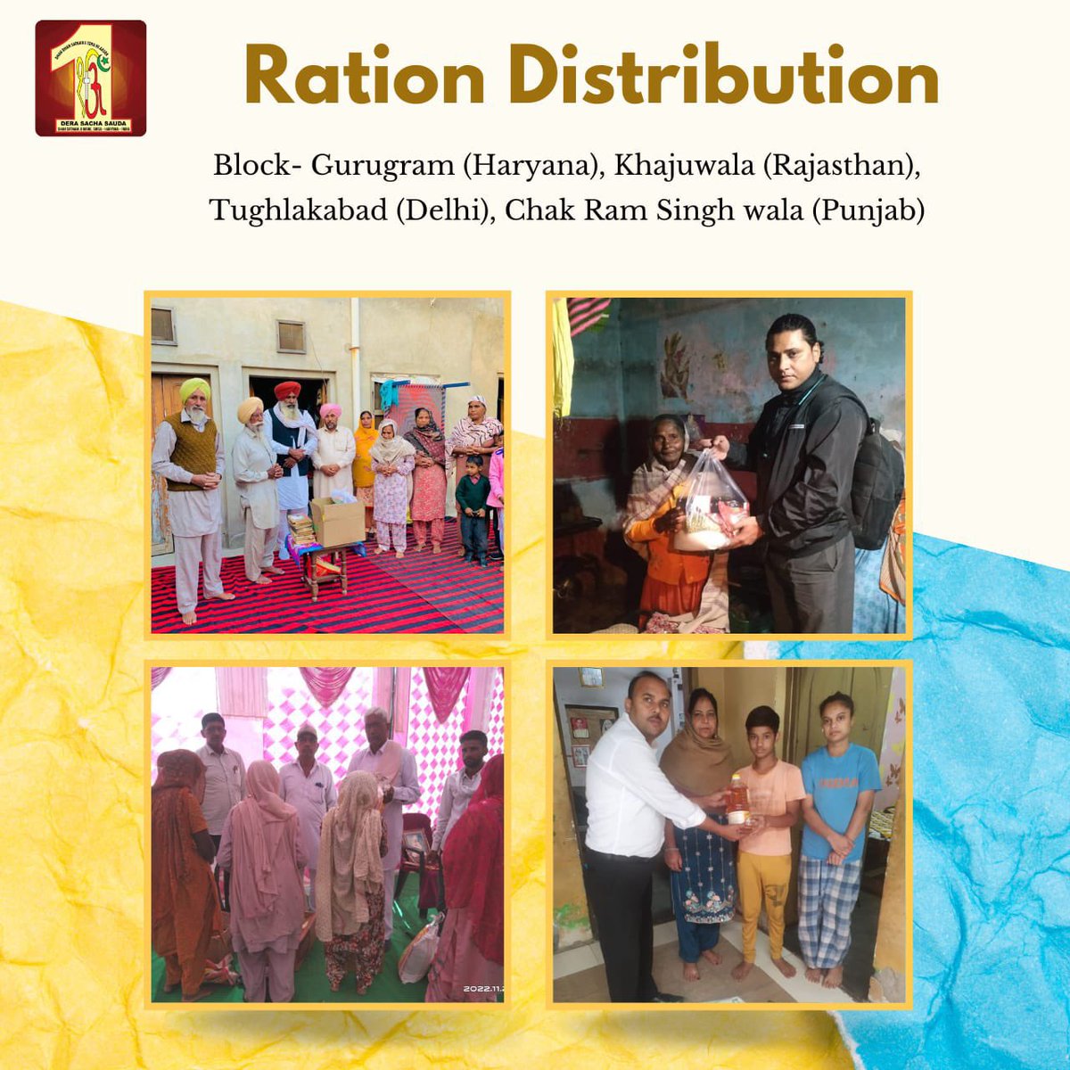 Countless needy people are forced to sleep hungry. To reduce this problem, with the inspiration of Ram Rahim ji, followers of Dera Sacha Sauda do #FastForHumanity one day a week and deposit their food in the Food Bank, from where this ration is distributed to the needy people .