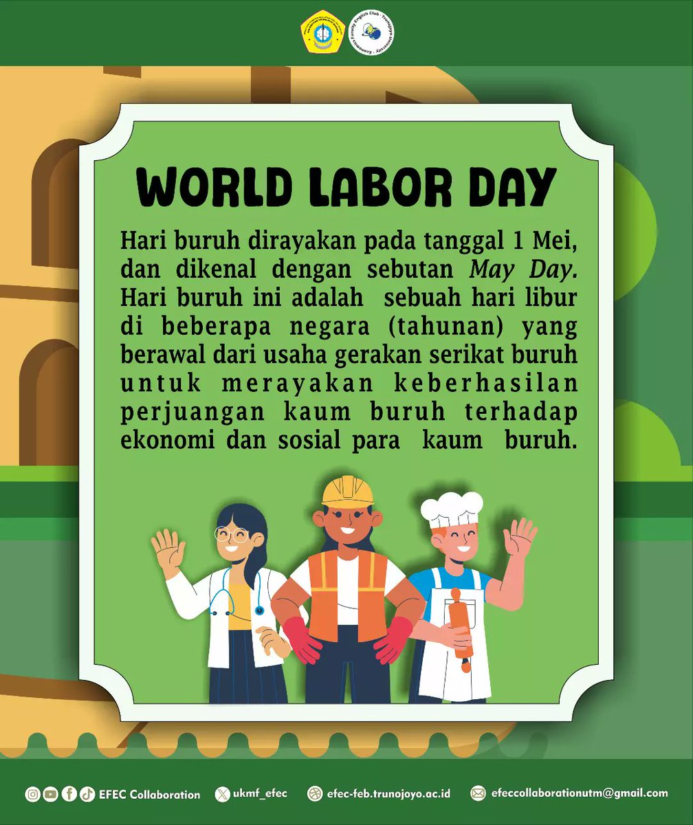 Happy World Labor Day

Keep your enthusiasm and continue to work hard to achieve your goals and don't waste the opportunities you have been given!!

#efecnews 
#worldlaborday
