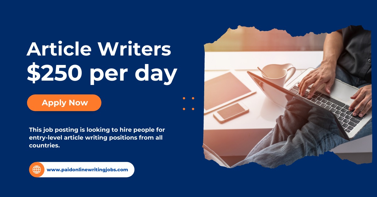 Article Writers Wanted - Earn $250 a Day! 📝💰
Apply Now: shafiq580.com/owj/

#ArticleWriters #FreelanceJobs #OnlineWork #WritingJobs #RemoteWork #JobOpportunity #EarnMoneyOnline #ContentWriting #HiringNow #OnlineJobs #WorkFromHome #SideHustle #WritingGigs