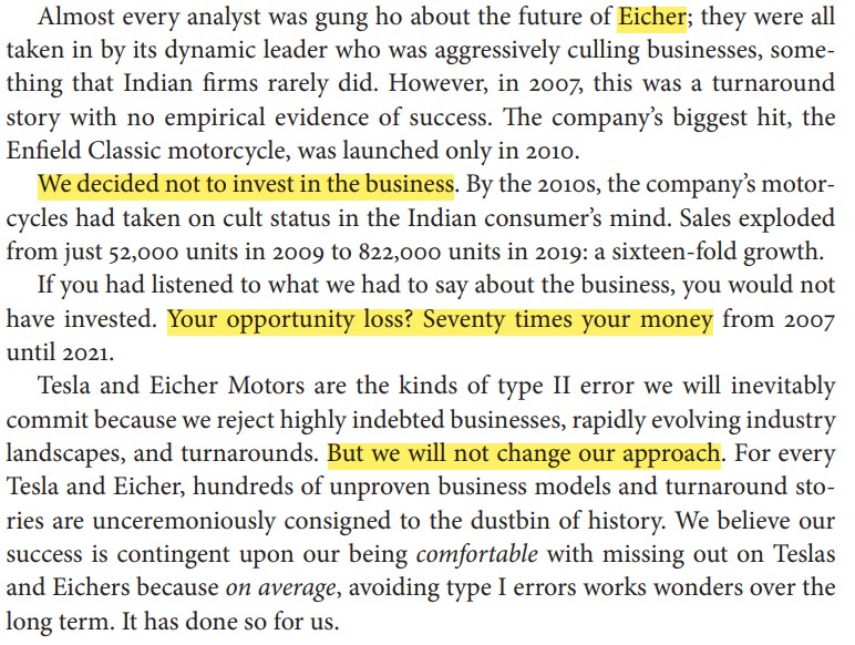 Pulak Prasad says Nalanda would have fired any analyst recommending investment in Tesla in 2017 when it was loss making & laden with debt. The same for Eicher Motors. There was massive opportunity loss because both stocks became mega-baggers. 'But we will not change our approach'