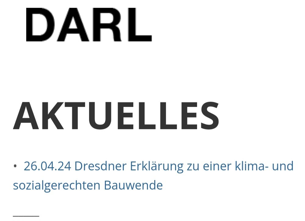 'Wir setzen uns ausdrücklich dafür ein, die bestehenden
Lehrinhalte kritisch zu hinterfragen & rufen alle Universitäten, Hochschulen
und Akademien dazu auf, die Curricula der Studiengänge [...] im Sinne der #Bauwende 
zu überprüfen & anzupassen.'🔥🔥🔥 darl.de/aktuelles/