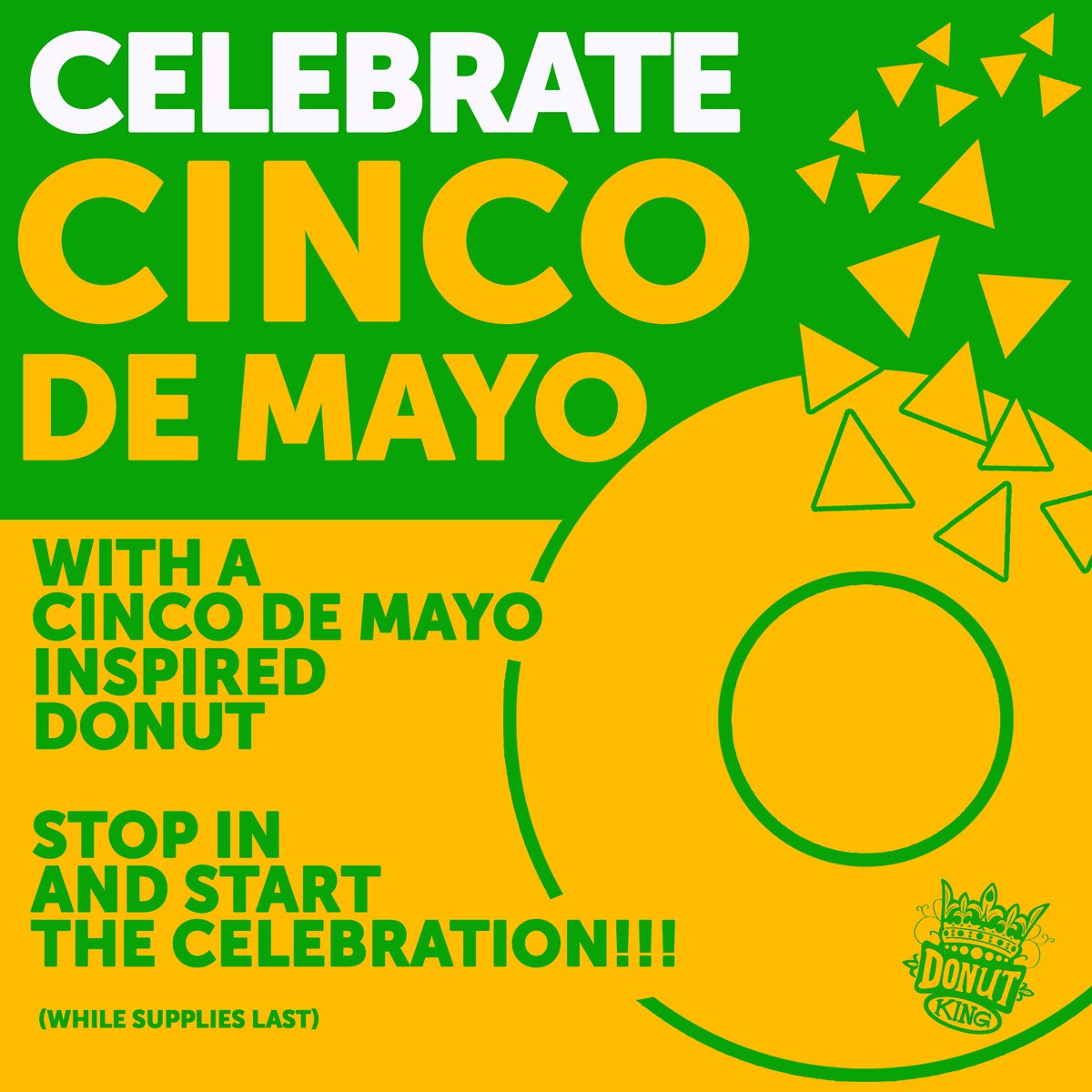 Happy Cinco de Mayo from Donut King! Celebrate with our delicious treats, perfect for sharing with friends and family or enjoying all to yourself!   #donutshop #donuts #donutkingkc #kansascitymissouri #letseatsomedonuts #CincoDeMayo #DonutLove #SweetTreats