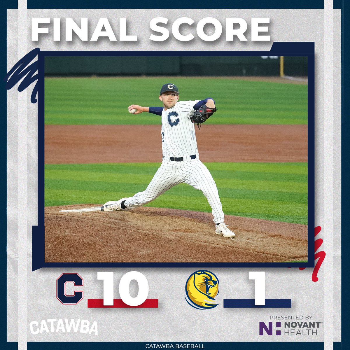 Closed out the regular season with the win!

@CatawbaBaseball improves to 26-1 inside Newman Park! 

#BeYourOwnHero