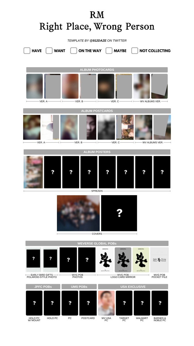 BTS RM NAMJOON SOLO ALBUM RIGHT PLACE WRONG PERSON PHOTOCARD