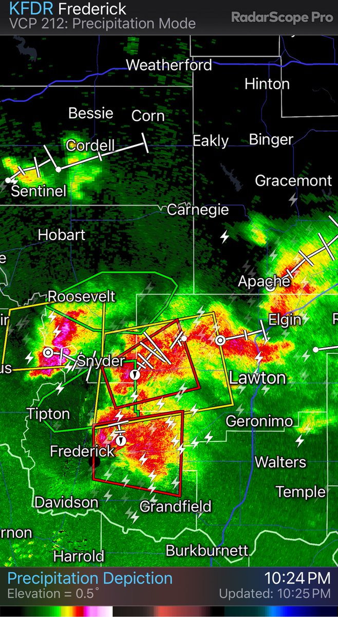 Oklahoma — tornado warnings west of Lawton at  - 9:24 PM CT. Please find shelter if inside red lines  #okwx #txwx