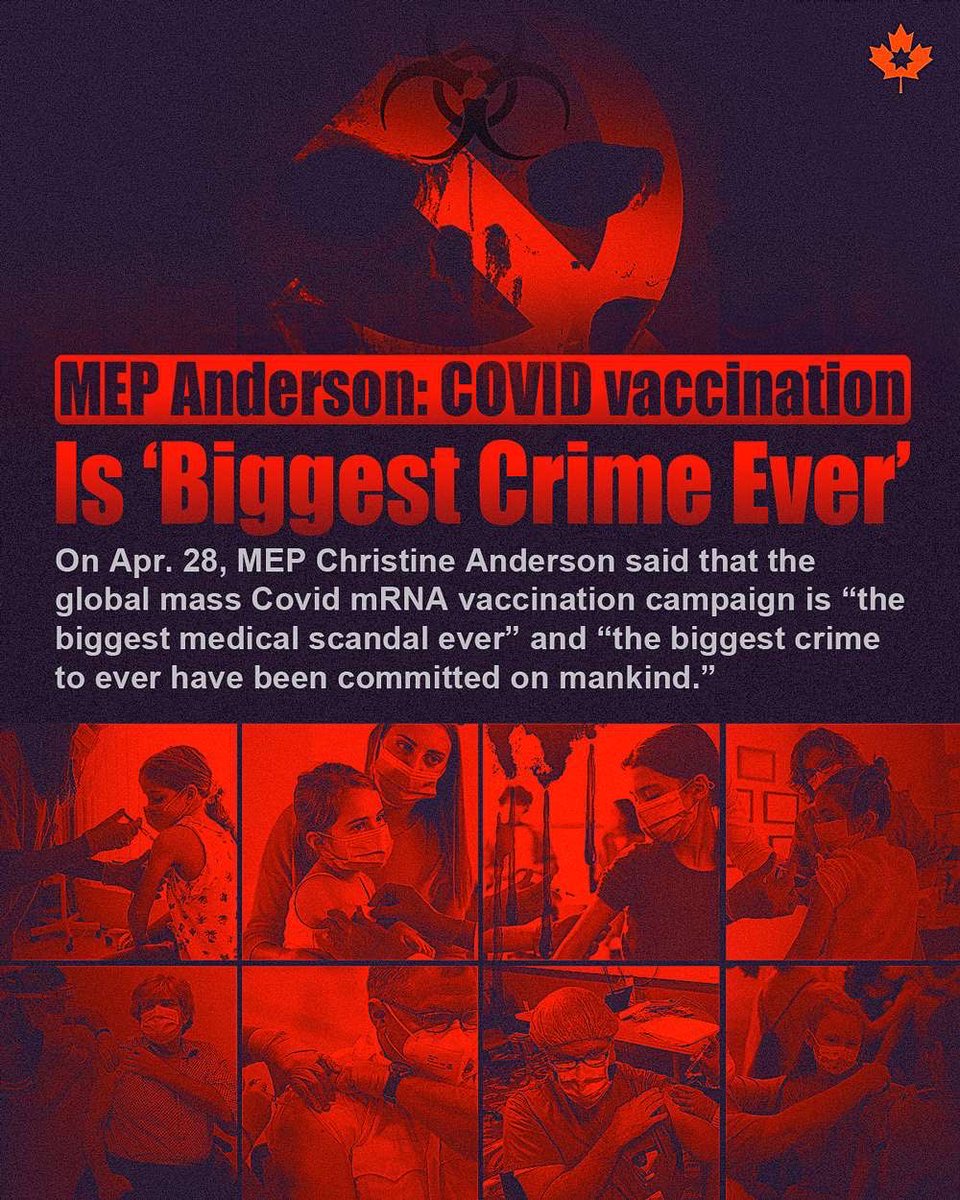 MEP Anderson: COVID vaccination

Is ‘Biggest Crime Ever'

#CCPVirus #WuhanLab #BiochemicalWarfare #viccinesideeffects #VaccineInjury #ivermectin

#virusorigin #Artemisinin #FDA #NIH #CDC #mRNA