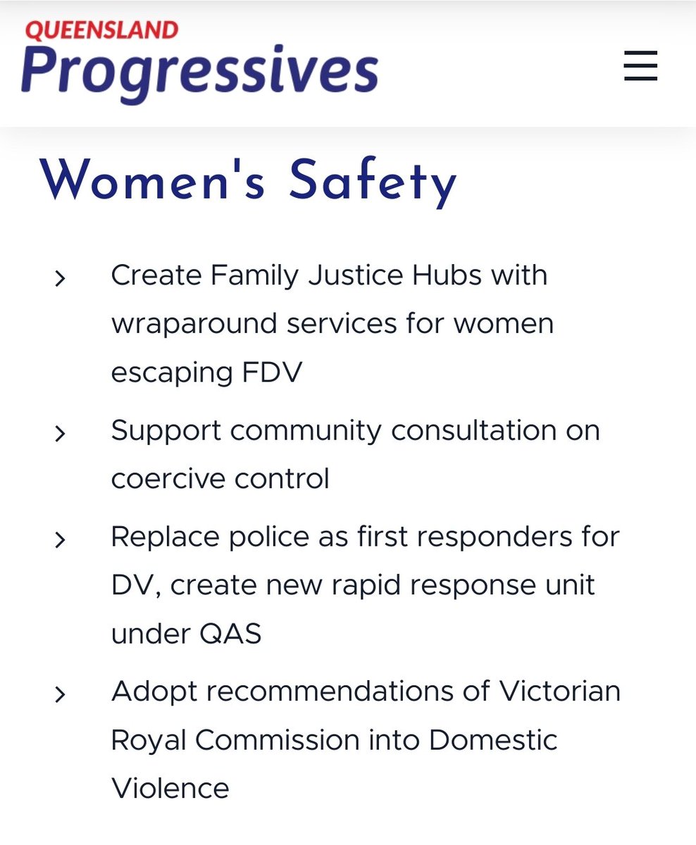With the focus on policy to combat the crisis of men's violence against women, we call on @StevenJMiles and @DavidCrisafulli to support our evidence based initiatives. Replacing police as first responders to FDV in particular has been noted by front line groups as needed.