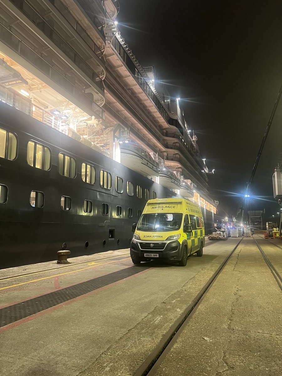 Ahoy ⚓️ 🚢 First ever ambulance crew to board the new Queen Anne as it gets ready for its maiden voyage from Southampton @cunardline @ABPSouthampton @SCAS999 #queenanne #cruise #southampton