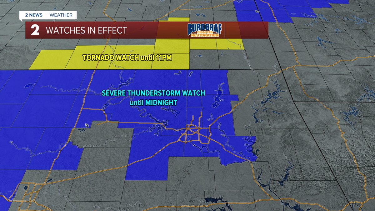 Storms are ahead of schedule tonight SEVERE THUNDERSTORM WATCH for parts of NE Oklahoma, including Tulsa, is in effect until Midnight TORNADO WATCH in SE Kansas still in effect until 11PM, but the threat is ending as storms clear #okwx #kswx