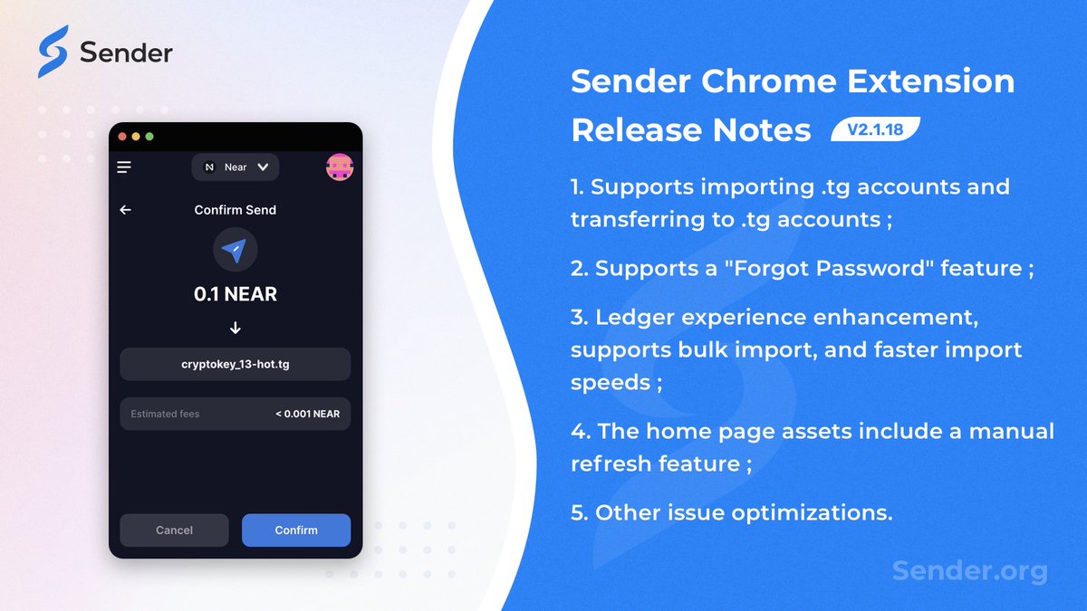 Aplikasi @SenderLabs sangat nyaman dengan fungsi ekstensinya, bestie! 

Cocok untuk siapa pun yang tidak selalu berada di dekat PC.

Apalagi dengan Release Notes V2.1.18 terbaru membuat #Sender Wallet lebih lancar dan mulus

#SenderDAO $NEAR