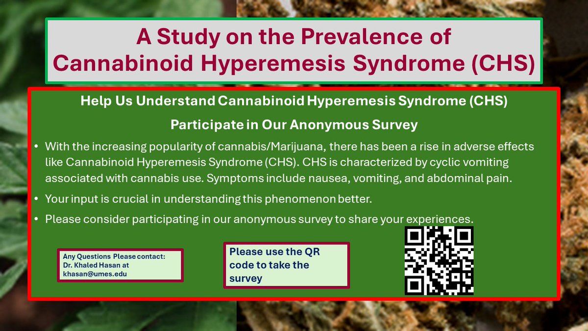 Survey
A Study on the Prevalence of Cannabinoid Hyperemesis Syndrome (CHS)