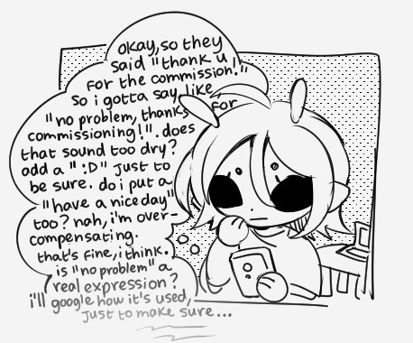 nekosharpie's tweet photo. average social anxiety experience https://t.co/1DEj5TRrU6