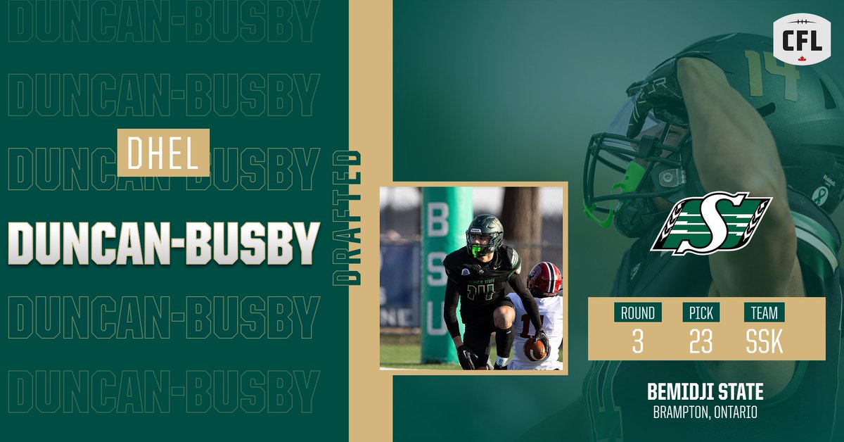 Bemidji State Football (@bsubeaversfb) on Twitter photo Congrats to <a href="/DhelLiam10/">Dhel Duncan-Busby</a> on becoming the newest member of the <a href="/sskroughriders/">Saskatchewan Roughriders</a>!!
#GoBeavers #BeaverTerritory Congrats to <a href="/DhelLiam10/">Dhel Duncan-Busby</a> on becoming the newest member of the <a href="/sskroughriders/">Saskatchewan Roughriders</a>!!
#GoBeavers #BeaverTerritory