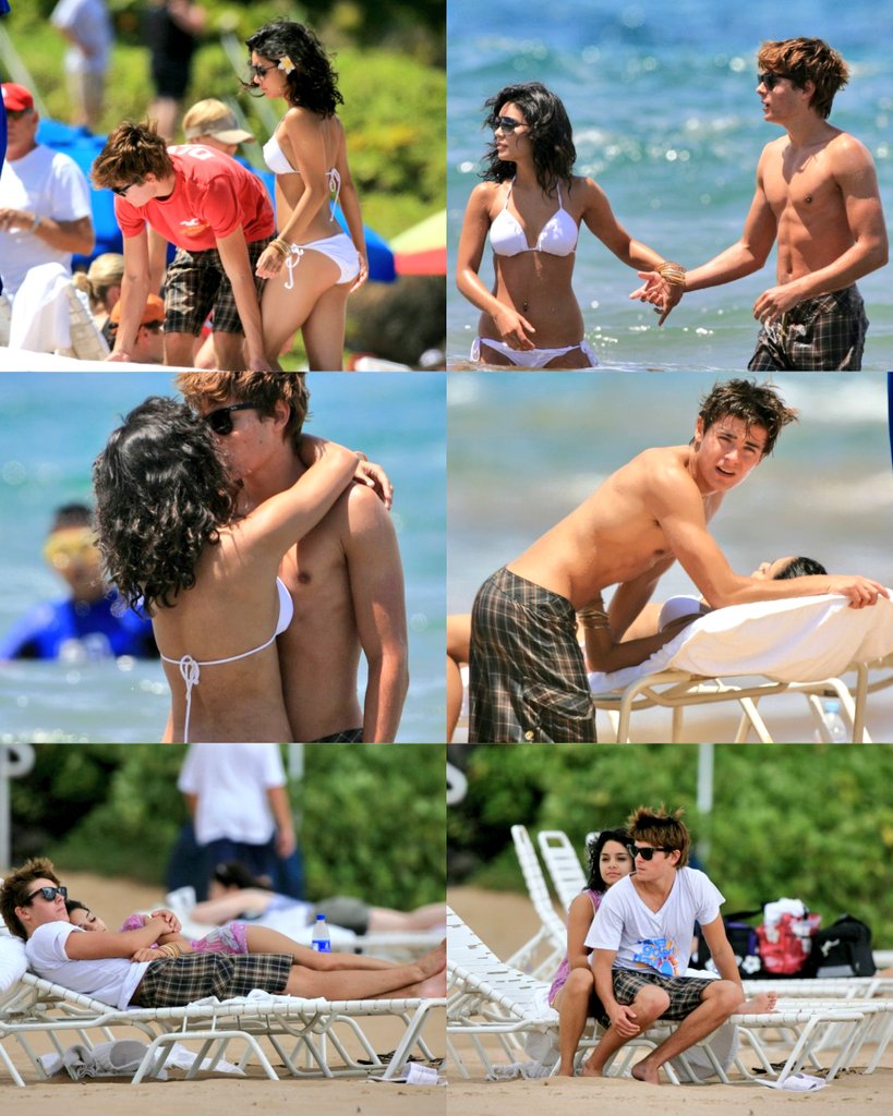 AHHH! Zac Efron and Vanessa Hudgens at the beach in Hawaii. (2007) 🫠😏