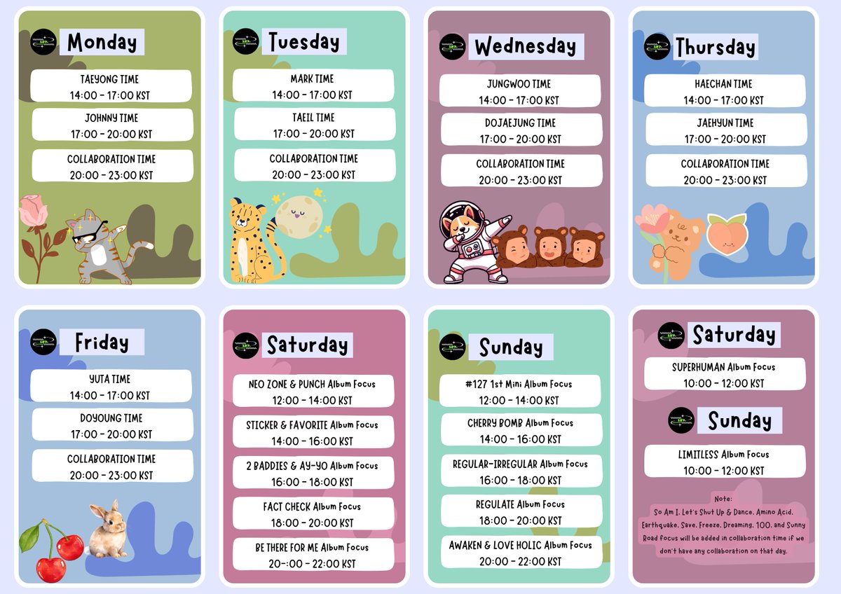 127streamINA's tweet photo. 📻 127streaming Schedule 📻

We're on air everyday on Stationhead. Check this schedule below and don't forget to join, Chilzennie!

#127zenStreamingParty 
#NCT127 @NCTsmtown_127 https://t.co/KbkjoZpBGq