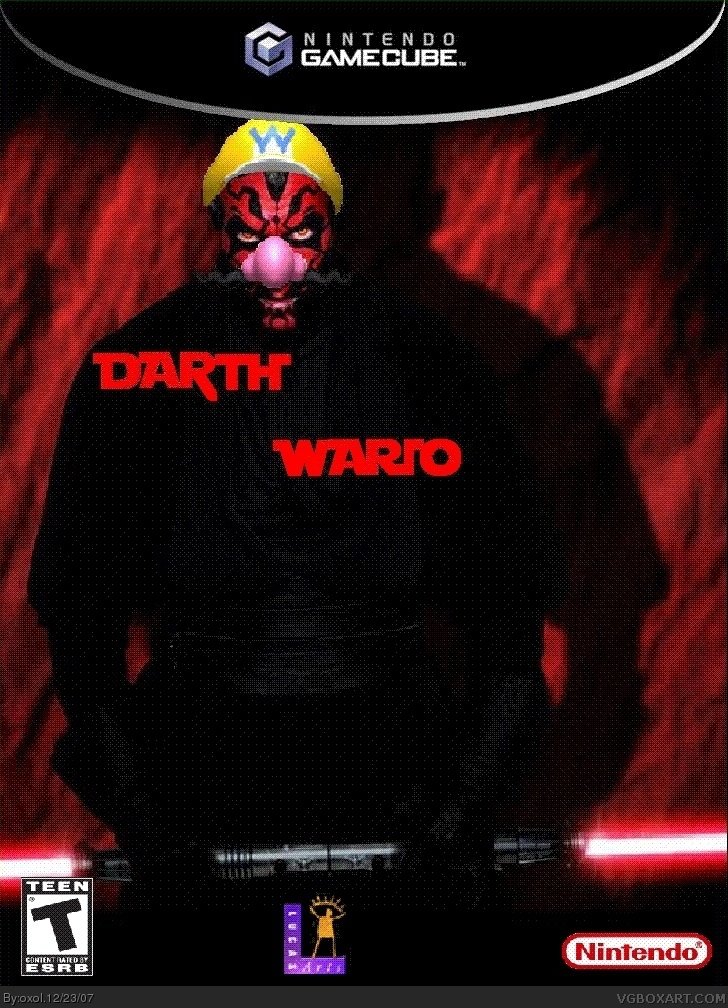 Game: Darth Wario
Console: Nintendo GameCube
Created by: oxol
Uploaded on: December 23rd, 2007

vgboxart.com/view/13365/dar…