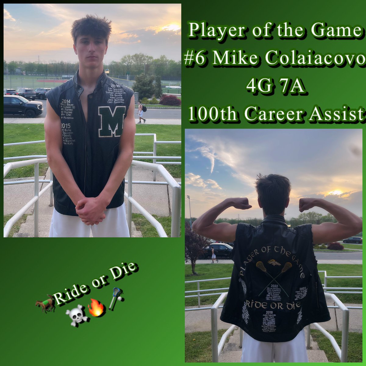 🐎With our victory over Mt. Olive 14-7-#6 Mike Colaiacovo earns “The Vest”and picks up his 100th Career Assist -Let’s Go!!-Ride or Die ☠️🔥🥍 @MustangsMTHS @bigstatesports @MontvilleTAP @dailyrecordspts @MontvilleTwpSch @MTHSStampede @MTHSAthBoosters @MikeKinneyHS @MikeGurnis