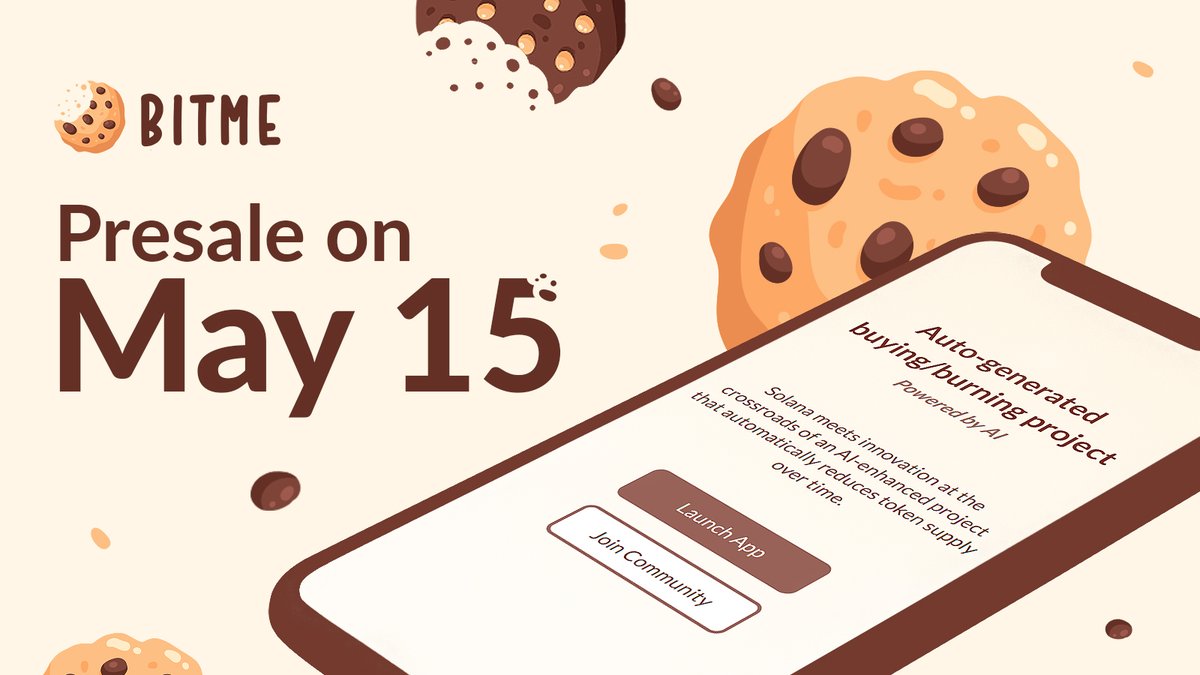 picknavoyager's tweet image. Hey crypto enthusiasts! Exciting news ahead @Bitme_ai is gearing up for a presale on May 15th! With $BITME, you get access to cool perks like BitDEX and BitSHARE.

Check out bitme.ai for more details and join us on #Solana! 🚀