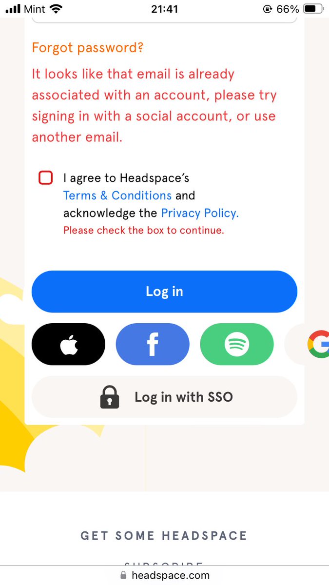 alexwrighty8's tweet photo. @Headspace  why does my account keep telling me this when I try to login? I know it’s an existing account; it’s mine. https://t.co/WcoFUdDRPd