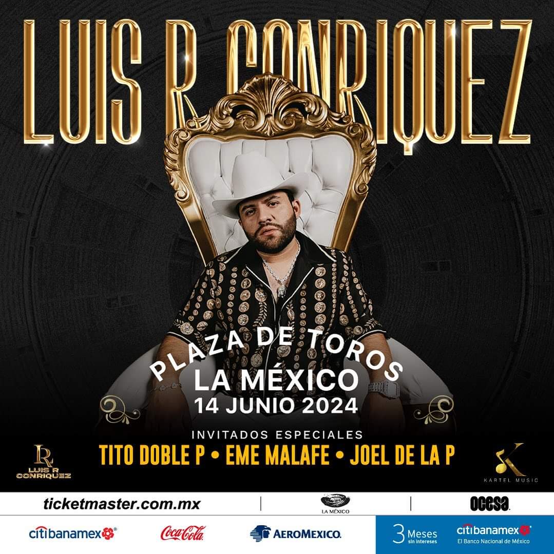 Se va a prender @LaPlazaMexico el próximo 14 de junio con @LuisRConriquez 🤠

Además tendrá como invitados a @TitoDobleP, @EmeMalafe y @JoeldelaP ✌