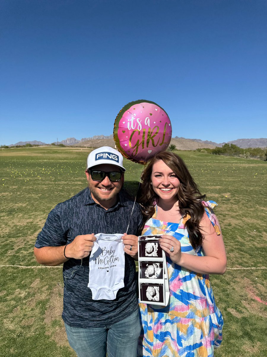 MikeMcGilton's tweet photo. Chipping her way to the LPGA Tour! Can’t wait for our little girl to be here! 🎀 https://t.co/Q90mcrWVCe