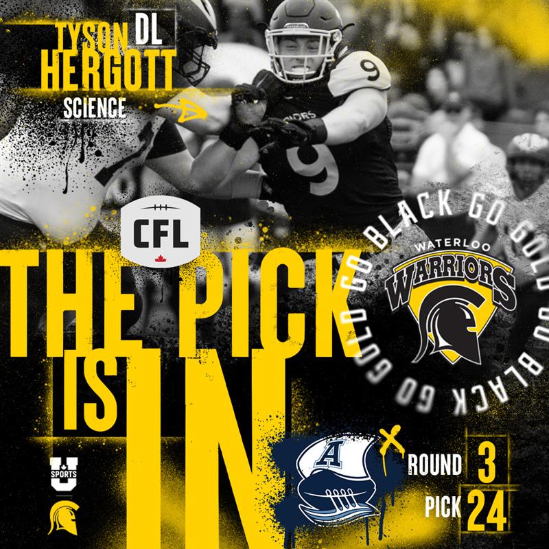 DRAFTED! Congratulations to OUA JP Metras Award winner, our Team Defensive & D-Line MVP Tyson Hergott on being drafted by the Toronto Argonauts!!! #SeizeYourOpportunity