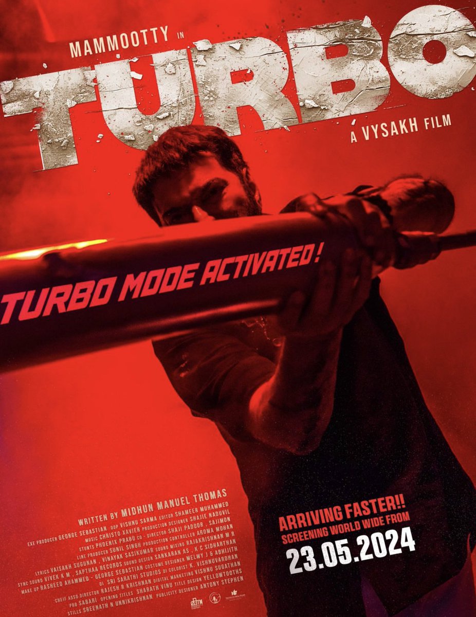 #Turbo arriving 🛬 faster screen World wide 
23-05-2024
LET THEM COOK
#Turbo 
#Mammootty
#vyshak 
#MidhunManuelThomas