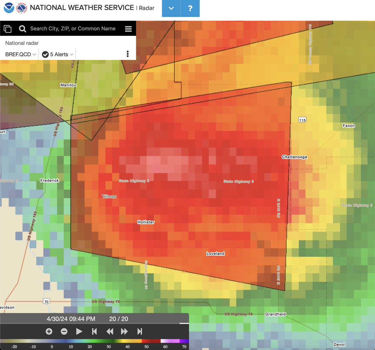 A PDS #Tornado Warning has been issued for a large and very dangerous twister on the ground east of Hollister, Oklahoma. Radar is currently detecting a very strong velocity couplet surrounded by a deep debris field. Take shelter immediately!