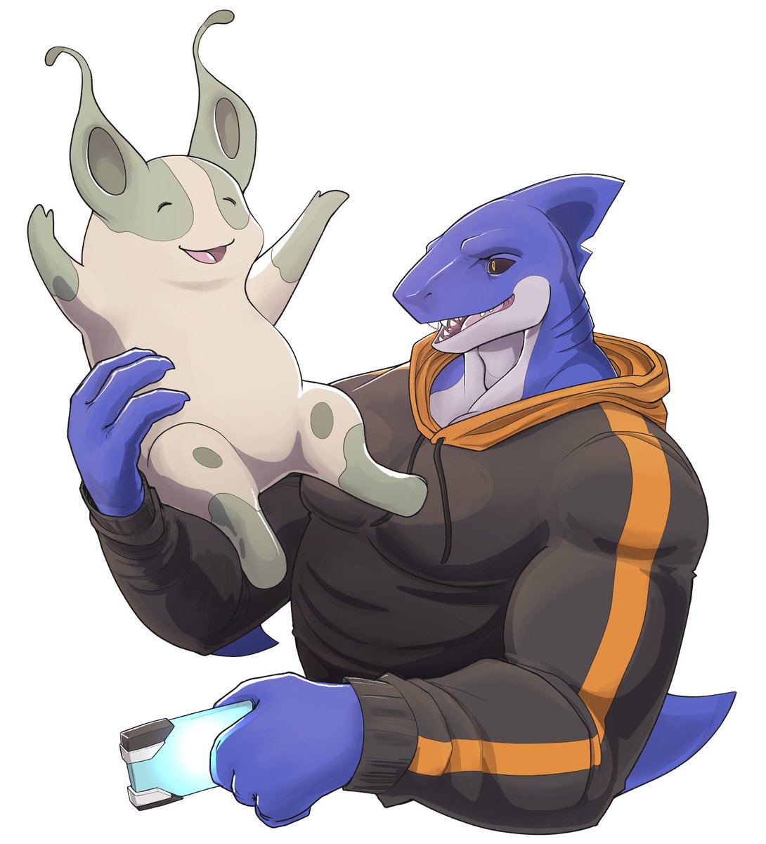 Sharkserker's tweet image. Thank you my love @SleepyTriden for this super cute commission of my favorite Tem ;w; 

Props to @MistakeNPotates for the great art!