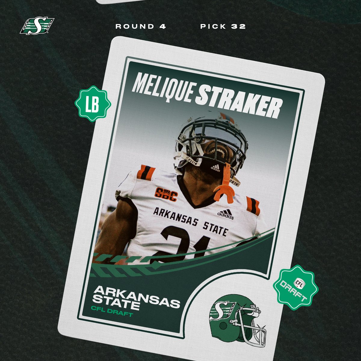 Some people have called Melique Straker rover, dimeback, or nickel corner... At Arkansas State, they simply called him 'a star'. We call him, the newest member of the Saskatchewan Roughriders, after making him our fourth-round pick! ❎ @_MS21DB 🎓 @AStateFB