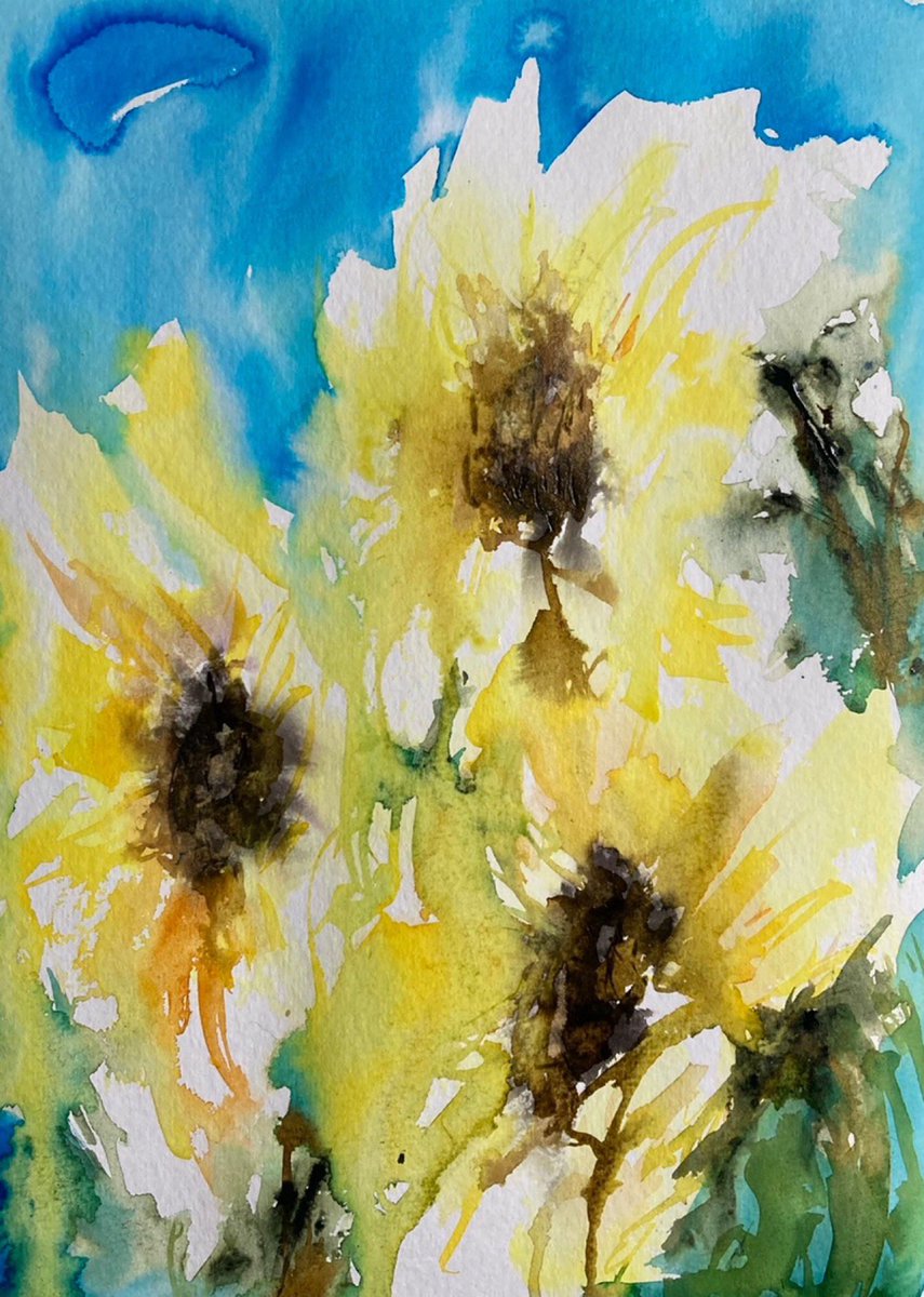 #aquarelle #archive #FlowersOfTwitter #naturehelps 
Sunflowers for @Ellen_Friedman