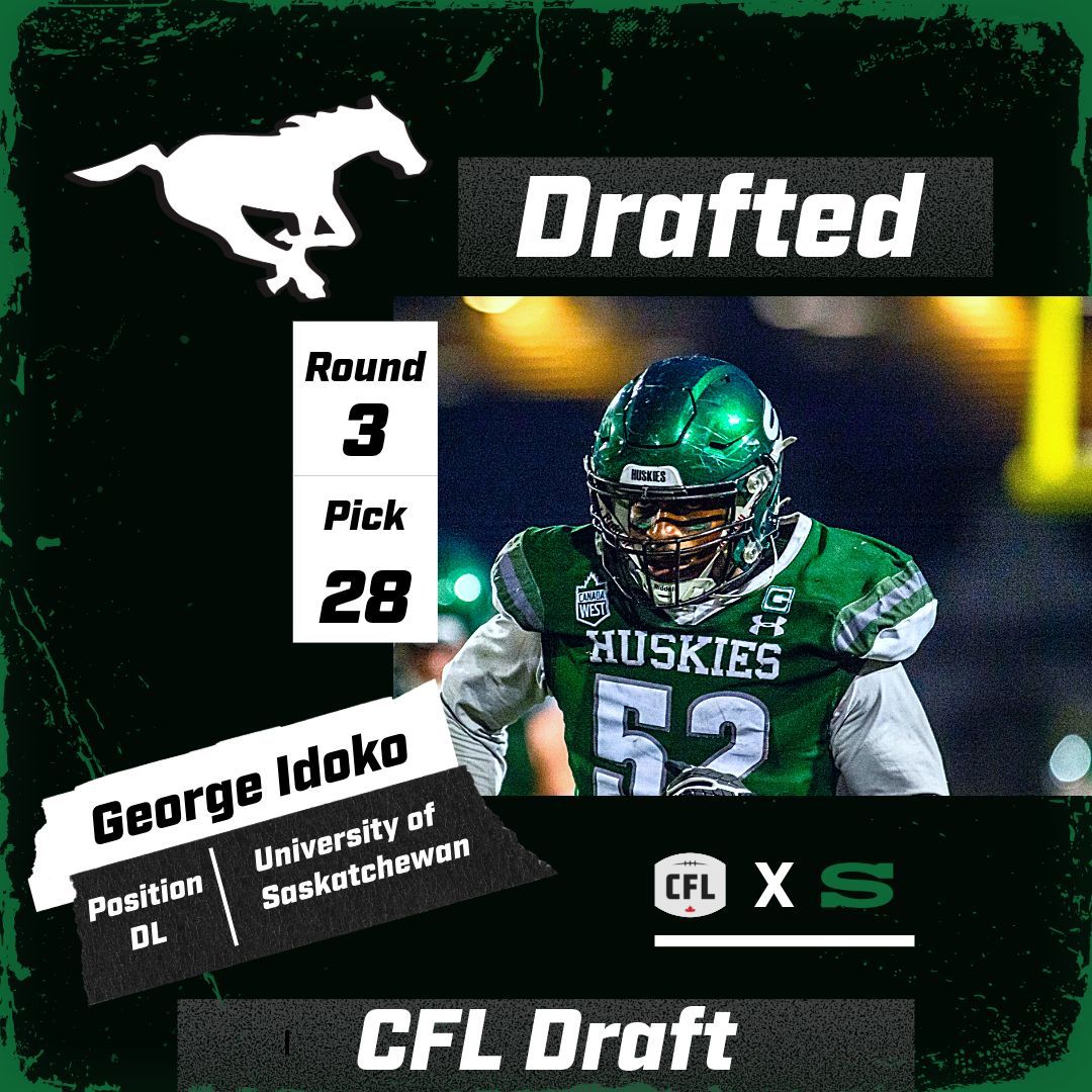 George Idoko is headed west!

The defensive lineman joins the @calstampeders after being selected in the 3rd round, 28th overall!

#HuskiePride