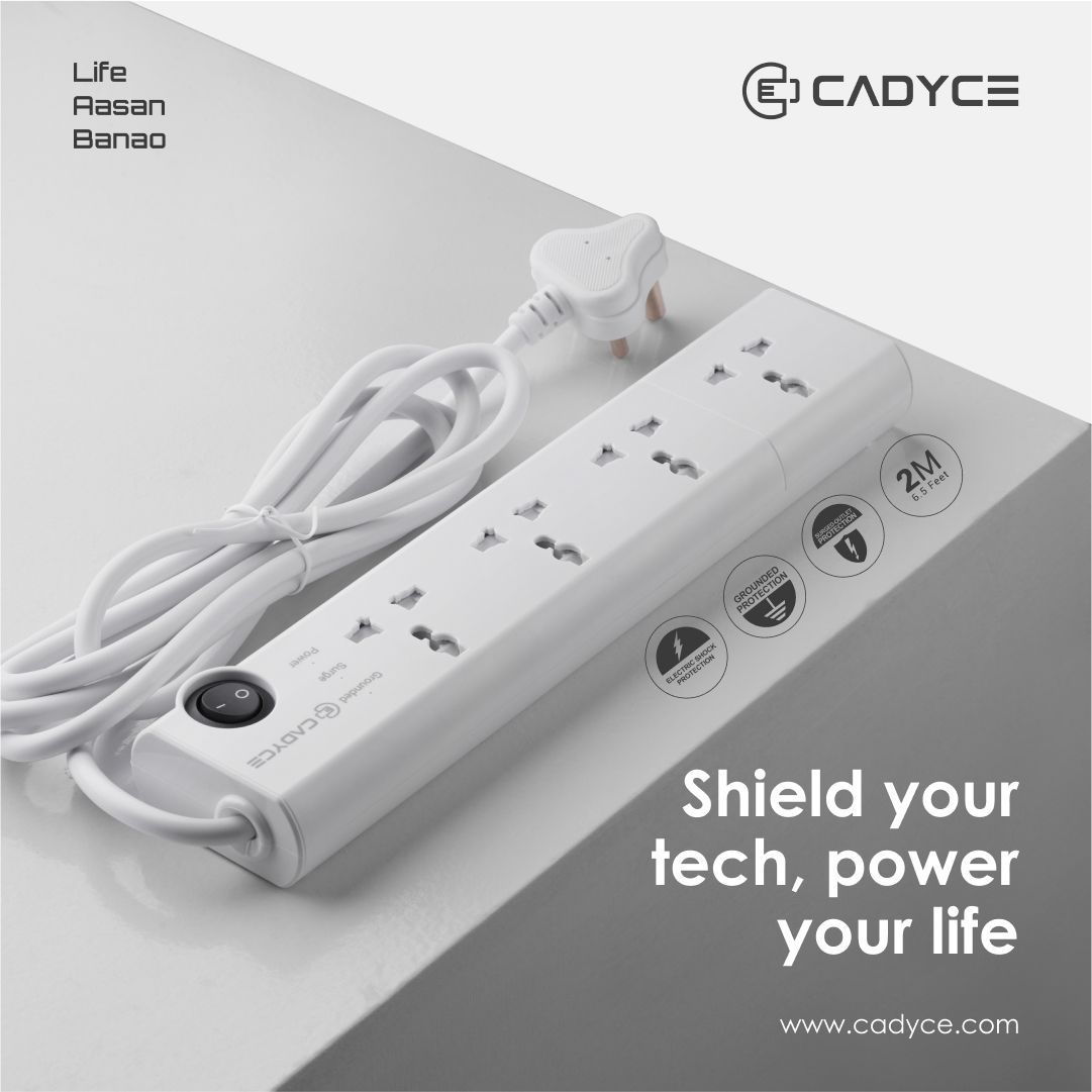 Guard your electronics with the CA-4SPS 4 Socket Surge Protector by Cadyce, featuring universal outlets and advanced surge protection. Its compact design and visual indicators ensure peace of mind while powering your devices safely.#cadyce #cadycecares #technology #surgeprotector