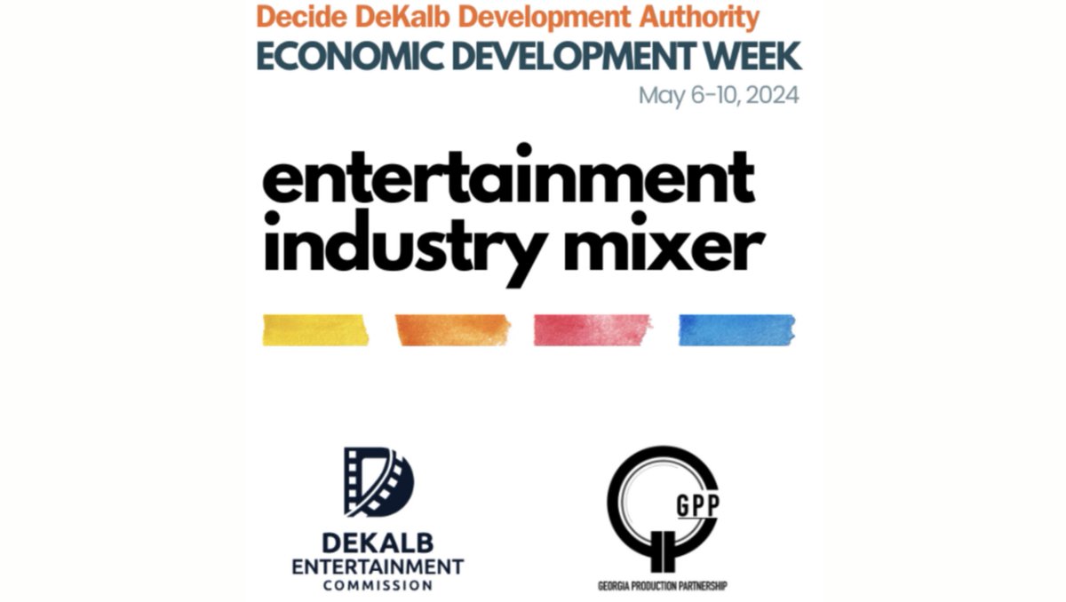 Dekalb Economic Development Week Opening Mixer @dekalbentertain May 06, 2024, 6:00 PM – 8:00 PM details/RSVP 🎬🍑→ bit.ly/3UE37jL #atlanta #georgia #gafilm #entertainment